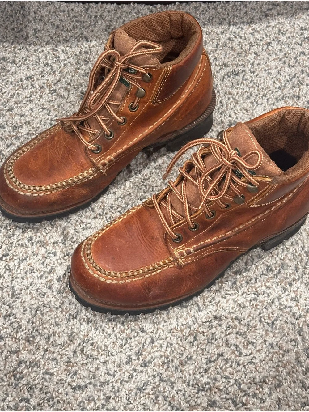Men's Brown Leather Moc Toe Work Boots